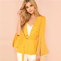 Belted Yellow Blazer